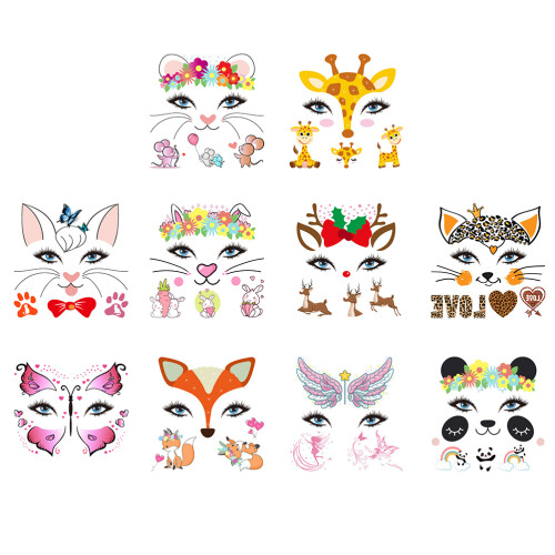 20Pièces Stickers Visage Animaux Enfants DIY