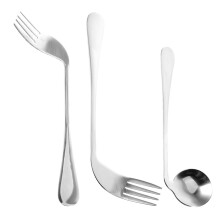 4Ensembles Couverts Adaptés Acier Inoxydable Argent Pour Seniors