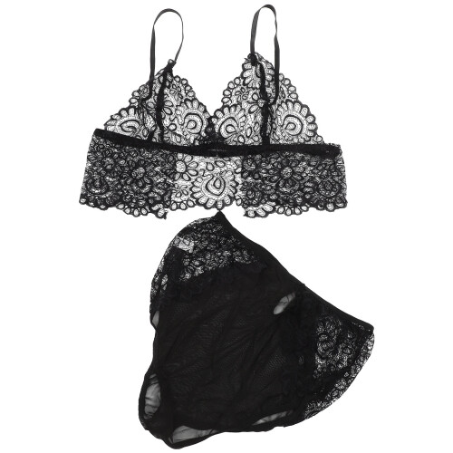 3Ensembles Ensemble Lingerie Noir En Polyester Pour 1