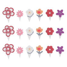240Pcs Flower Cupcake Toppers Assorted Color Cake Picks for Birthday