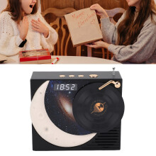 Haut-parleur Bluetooth rétro avec horloge et lumière d'ambiance, 1200mAh, 5W, noir