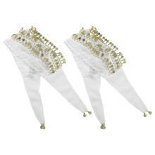 10Pcs White Chiffon Belly Dance Hip Scarves with Coin Belt for Women