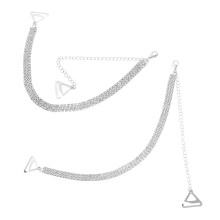 3Pairs Women Silver Rhinestone Bra Straps Non-Slip Comfortable Buckles