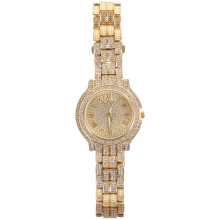 3Pcs Fashionable Golden Wrist Watch with Rhinestone for Kids Use