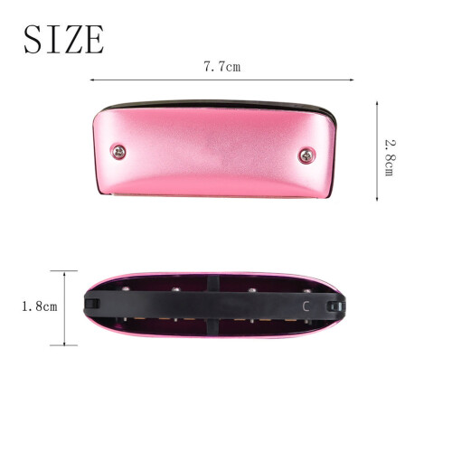 2Pcs Portable Pink Metal Harmonica 7 Hole Key Beginners 1