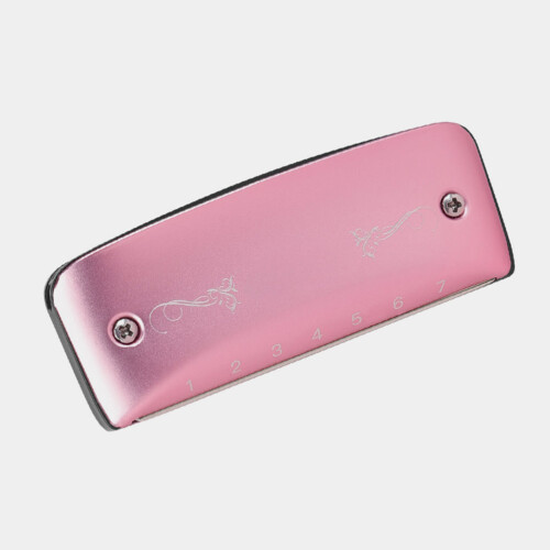 2Pcs Portable Pink Metal Harmonica 7 Hole Key Beginners 2