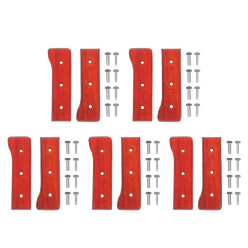 5Pairs Solid Dark Red Wood Handles Secure Grip Replacement 2