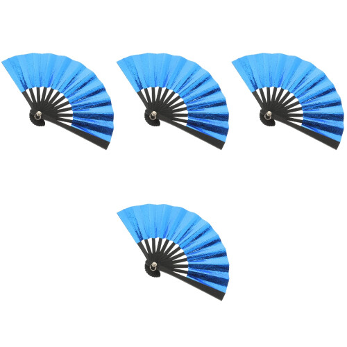 4Pcs Blue Mini Folding Fan Paper Fan Bamboo Decoration Props 2