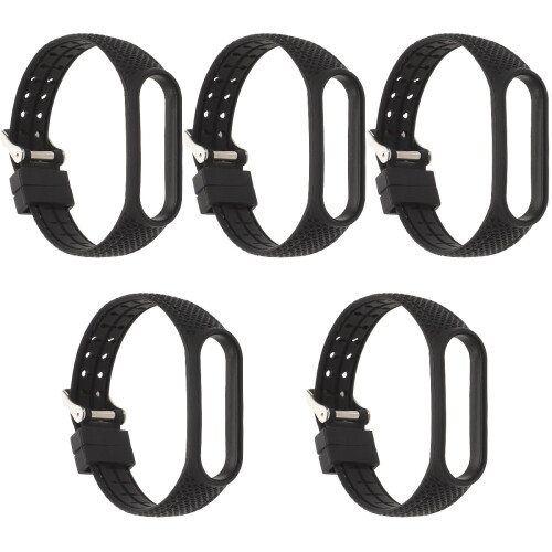 5Pcs Replacement Black Silicone Watch Bands Wear-Resistant Adjustable 2