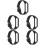 5Pcs Replacement Black Silicone Watch Bands Wear-Resistant Adjustable 6