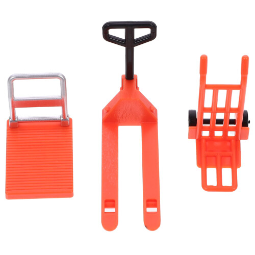3Sets Educational Orange Mini Forklift Hand Trolley Cart Toy Set