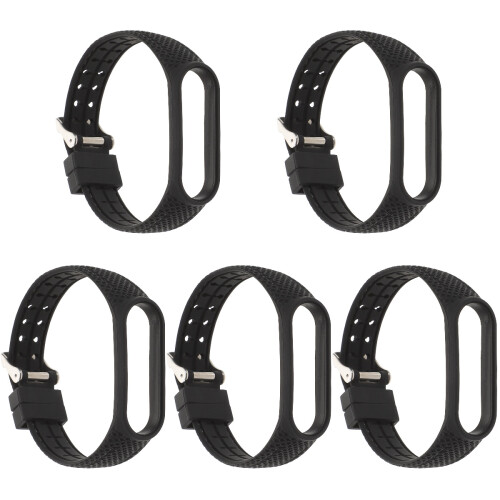 5Pcs Replacement Black Silicone Watch Bands Wear-Resistant Adjustable 1