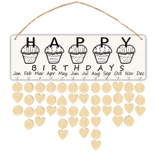 3Stk Holz Kalender Ornament Beige Schwarz Handgemacht Deko DIY