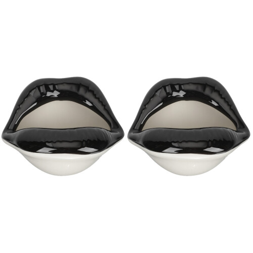 2Pcs Assorted Color Ceramic Lip Ashtrays for Tabletop and Home Storage 2