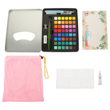 1Set Pink Watercolor Paint Set Portable Beginner Kit with Mixing Plate