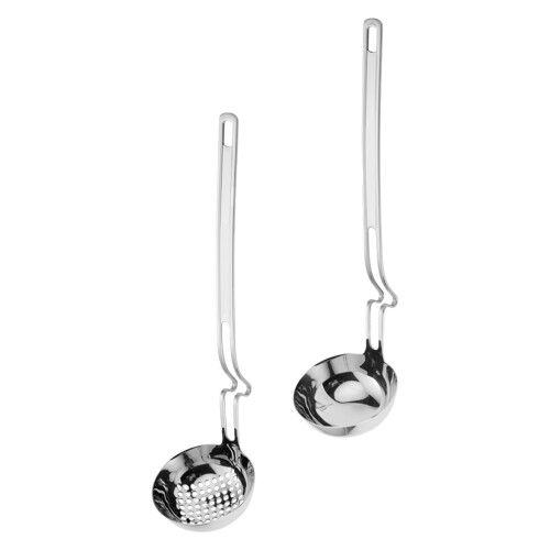 3Sets Stainless Steel Soup Spoons Set with Strainer Long Handle Silver