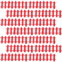 100Pcs Durable Red Mini Wood Fence Prop for Dollhouse Garden Decor