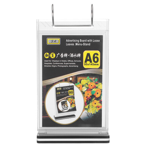 2Pcs Clear PVC Menu Holder for Tabletop Display Lightweight Sign Stand