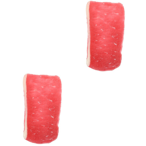 2Pcs Highly Detailed Fake Pork Slice Model Plastic Kitchen Meat Prop 1