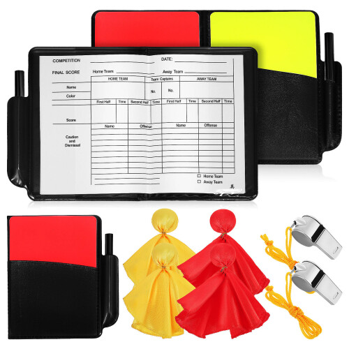 1Set Portable Soccer Referee Cards Flags Whistle Set