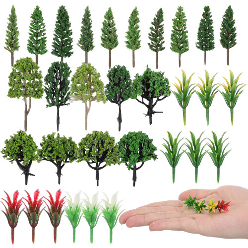 160Pcs Mixed Green Miniature Plastic Trees for Model Scenery and DIY 1