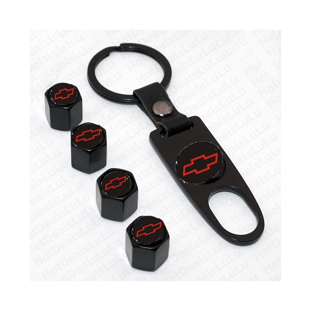 ( Red) Tyre Car Wheel Tire Valve Dust Stems Air Caps Keychain Chevrolet Emblem Black/Red 691585669937