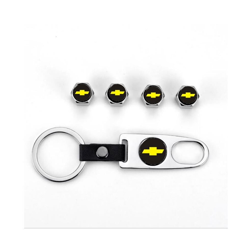 ( Yellow) Tyre Car Wheel Tire Valve Dust Stems Air Caps Keychain Chevrolet Emblem Silver/Yellow 693689719259