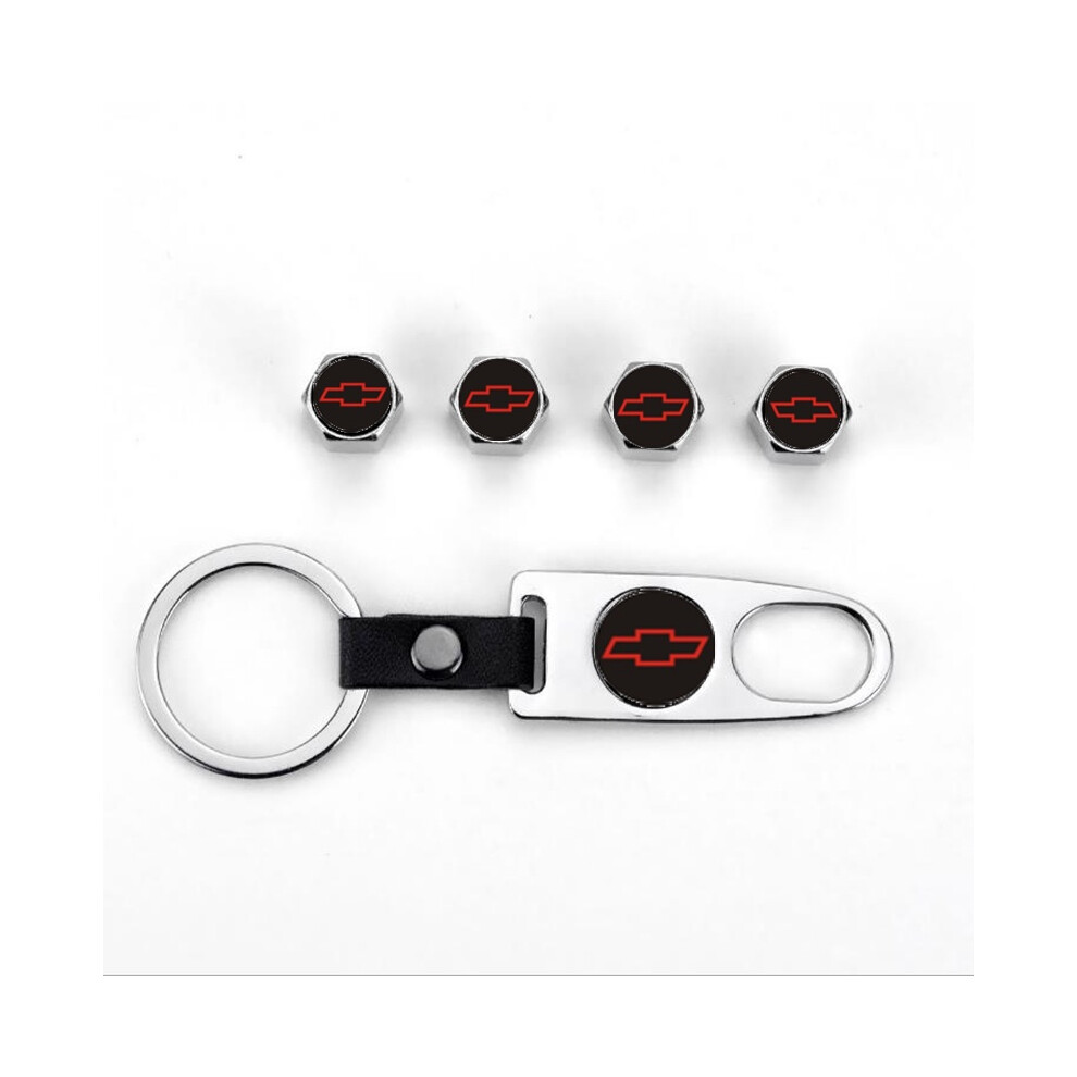 ( Red) Tyre Car Wheel Tire Valve Dust Stems Air Caps Keychain Chevrolet Emblem Silver/Red 692668315048