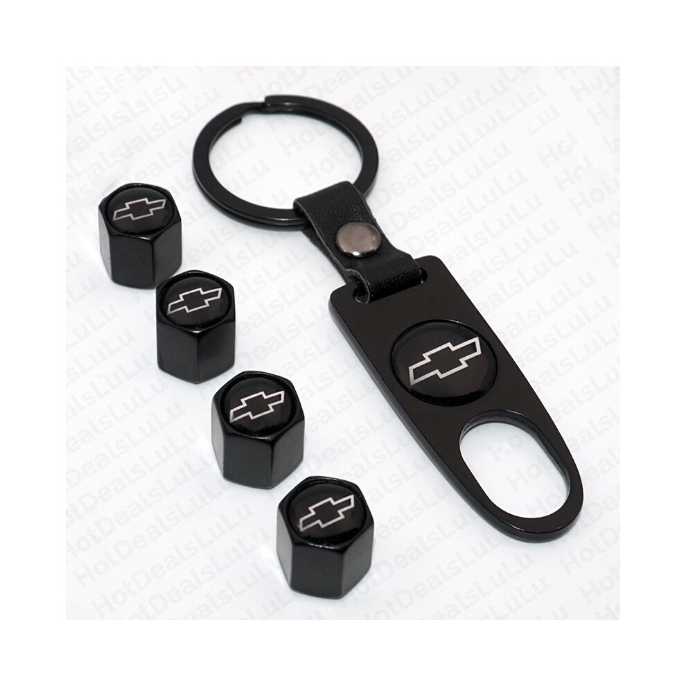 ( Silver) Tyre Car Wheel Tire Valve Dust Stems Air Caps Keychain Chevrolet Emblem Black/Silver 698193087955