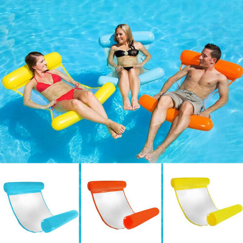(Red)Inflatable Floating Water Hammock Float Pool Lounge Bed Swimming Summer Chair 1