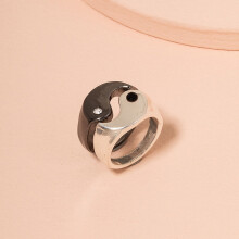 2pcs Friendship Fashion Rings Yin Yang Matching Gothic Cool Stacking Rings