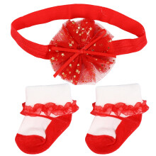 3Sets Kinder Söckchen Mit Rotem Haarband Komfort