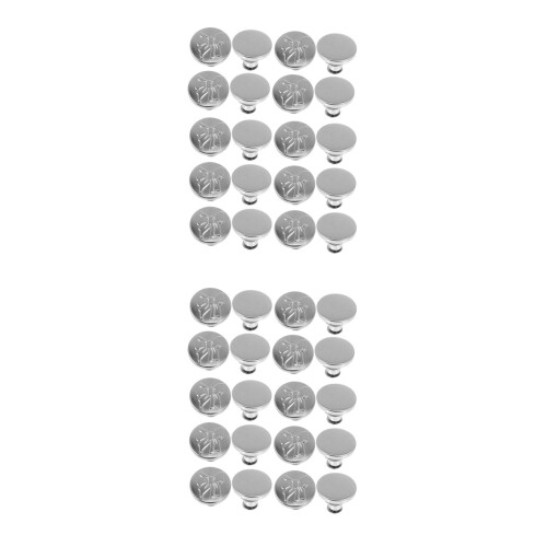 20Ensembles Boucles Jeans Pressions Alliage Argent Clips Sans Couture 2