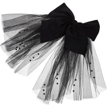 Clip Voile Noir Mariée Accessoire Chic En Maille Pour Fête