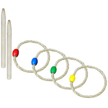 2Ensembles Jeu Anneaux Toss Beige Durable En Bois Et Corde Naturelle