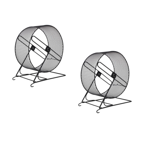 2Pièces Roue Hamster Silencieuse Fer Noir Course Animaux Petits 1
