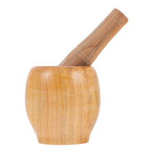 2Pcs Wooden Garlic Crush Pot and Pestle Set Practical Kitchen Tool