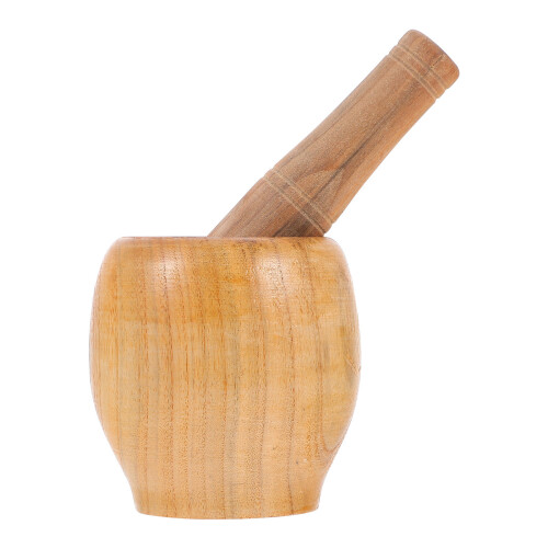 2Pcs Wooden Garlic Crush Pot and Pestle Set Practical Kitchen Tool