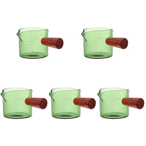 5Pcs Premium Glass Milk Jar Green with Wood Handle Practical 2