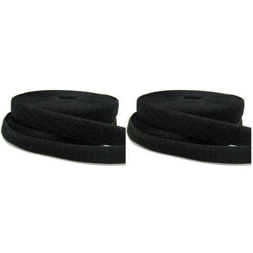 2Pcs Black Hook and Loop Roll Tape Self Adhesive Strong Stickiness Use 1