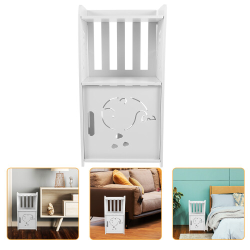 2Pcs Compact White Wood Nightstand for Small Home Decor and Storage