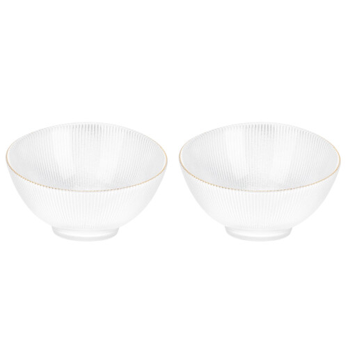 2Pcs Creative Glass Oblique Mouth Bowl Versatile Transparent Kitchen 2