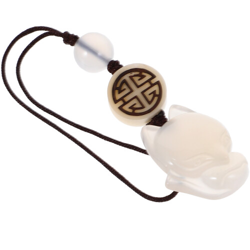3Pcs White Jade Phone Hanging Chain Charm Strap Keychain Decoration