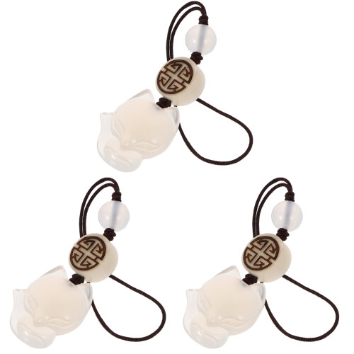 3Pcs White Jade Phone Hanging Chain Charm Strap Keychain Decoration 2