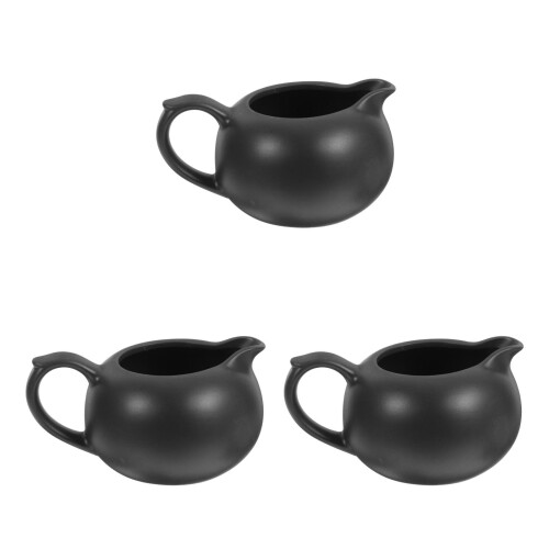 3Pcs Black Ceramic Coffee Creamer Pitcher Milk Container for Home 1