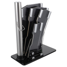 2Pcs Black Multi-Slot Cutter Holder Rack for Kitchen Storage