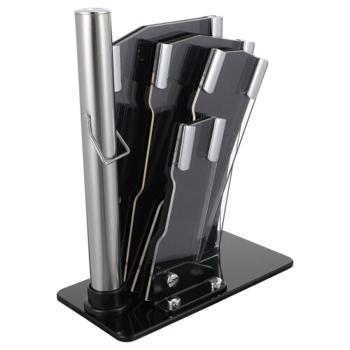 2Pcs Black Multi-Slot Cutter Holder Rack for Kitchen Storage