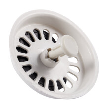 Food Waste Stopper Spin Lock Sink Drain Strainer 3.1" Dia White Black Plastic