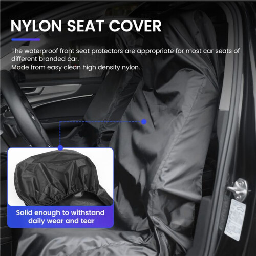2x Universal Waterproof Nylon Front Car Van  Covers Protectors Black Pair 1