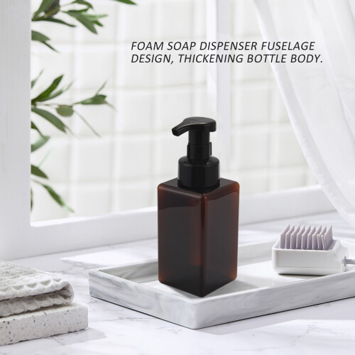 2 Pack Foaming Soap Dispenser 15Oz Refillable Foam Liquid Hand Soap Empty Plastic Pump Bottle Container - Brown 450Ml 2